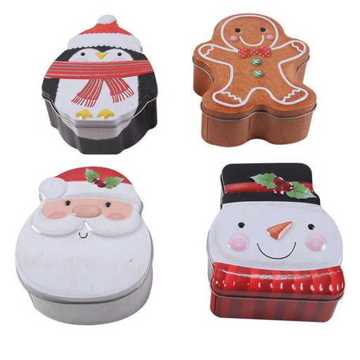 Ronis Christmas Character Tin Box Approx 11x13x5cm 4 Asstd