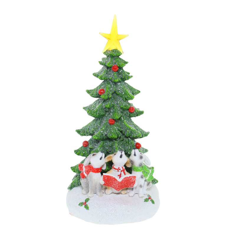 Ronis Christmas Dogs Caroling with LED Tree