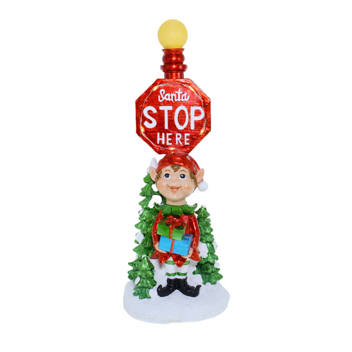 Ronis Christmas Elf Santa Stop Here Sign Post