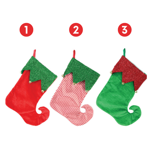 Ronis Christmas Elf Stocking 42cm 3 Asstd