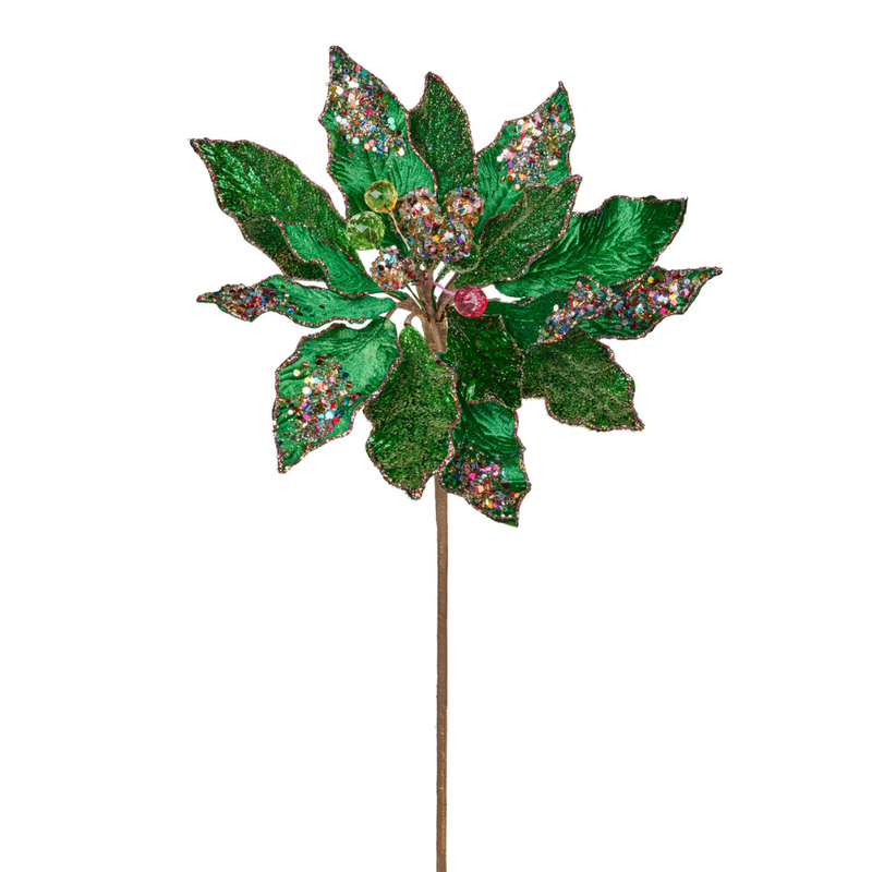 Christmas Flower 45cm Icy Pearl Poinsettia Clip On