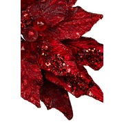 Ronis Christmas Flower 36cm Christmas Red Poinsettia with Short Stem & Clip – thumbnail