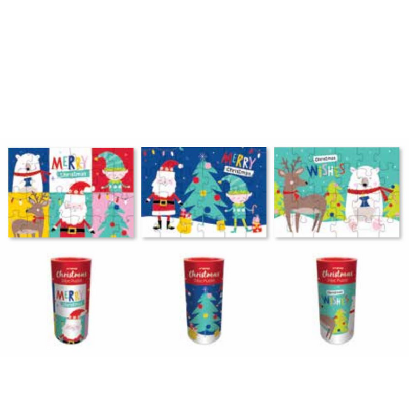 Ronis Christmas Kids Puzzles Cylinders 24pc 3 Asstd
