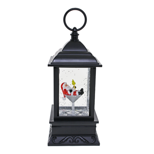 Ronis Christmas Lantern Black Santa Martini Small