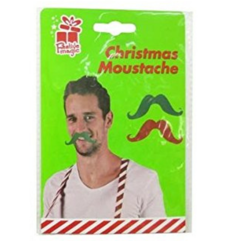 Ronis Christmas Moustache Felt Green Red