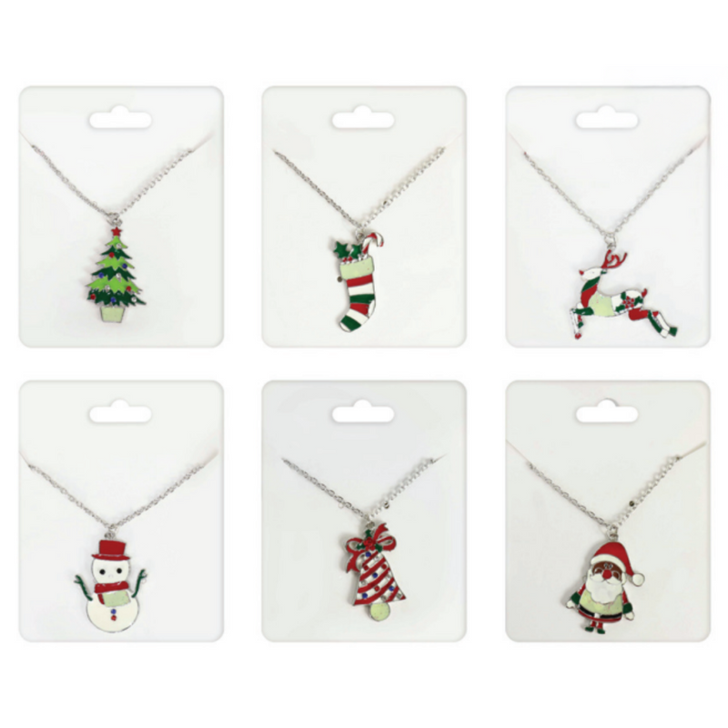 Ronis Christmas Novelty Silver Necklace 6 Asstd