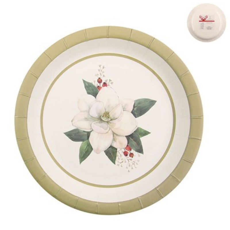 Ronis Christmas Paper Plates Magnolia 18cm 10pk