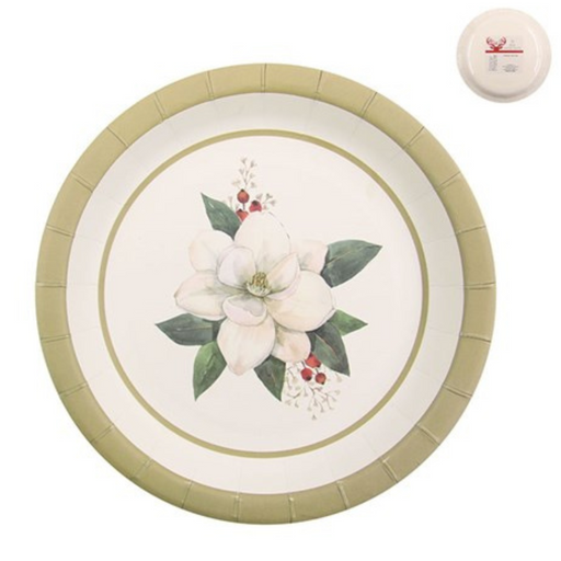 Ronis Christmas Paper Plates Magnolia 18cm 10pk