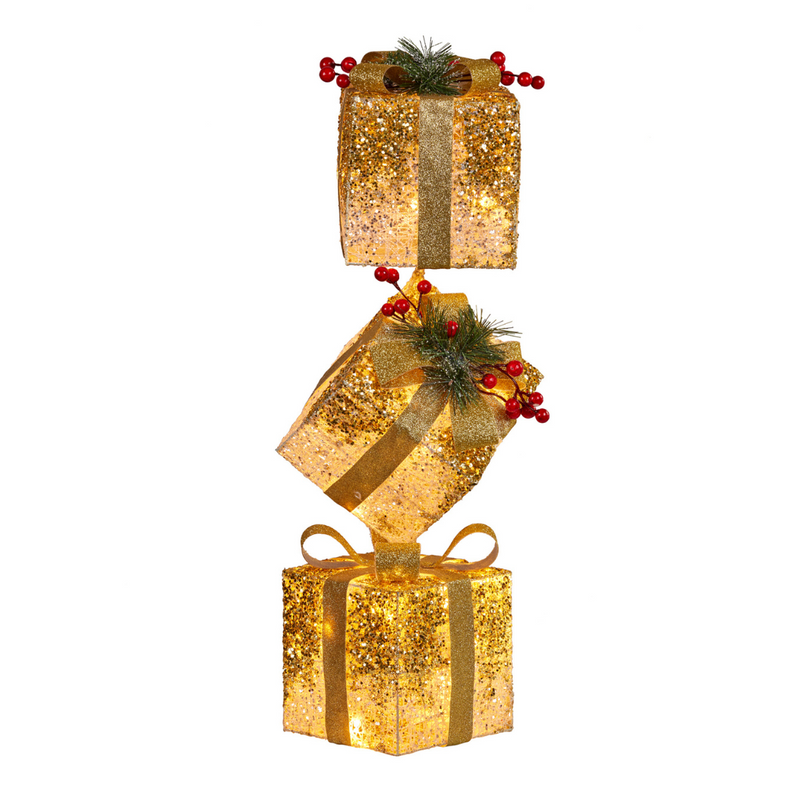 Ronis Christmas Present Display Stack with Lights 63cmH
