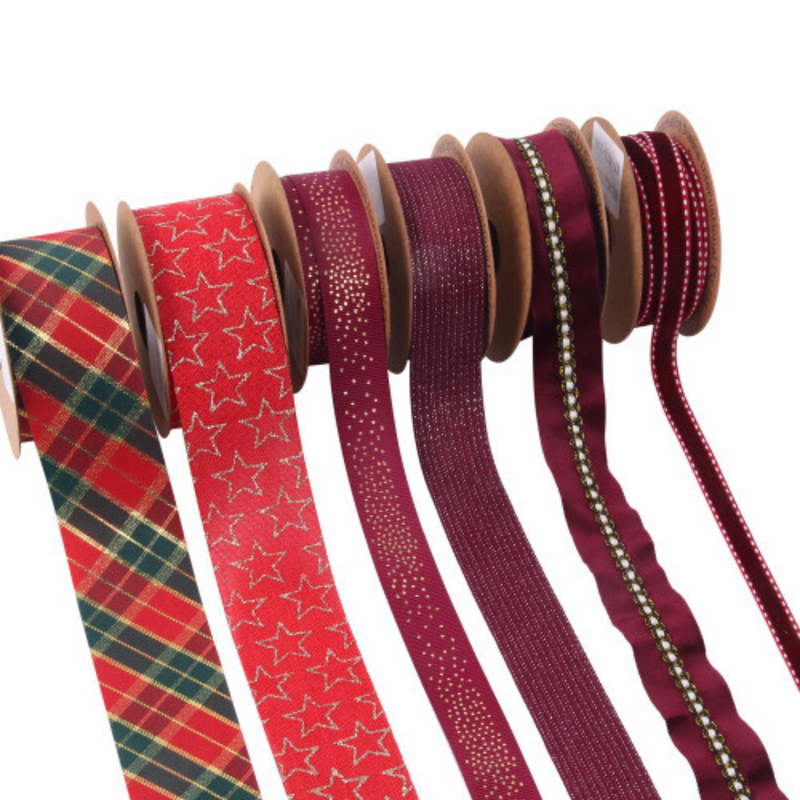 Ronis Christmas Ribbons 2m Burgundy 6 Asstd