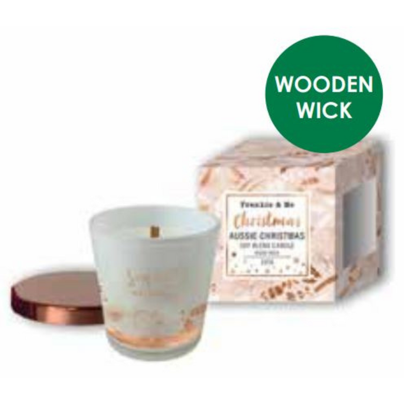 Ronis Christmas Scented Gift Box Candle Frosted Jar Copper Foil 295g 10x9cm