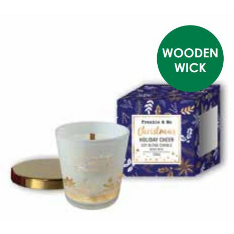 Ronis Christmas Scented Gift Box Candle Frosted Jar Gold Foil 295g 10x9cm