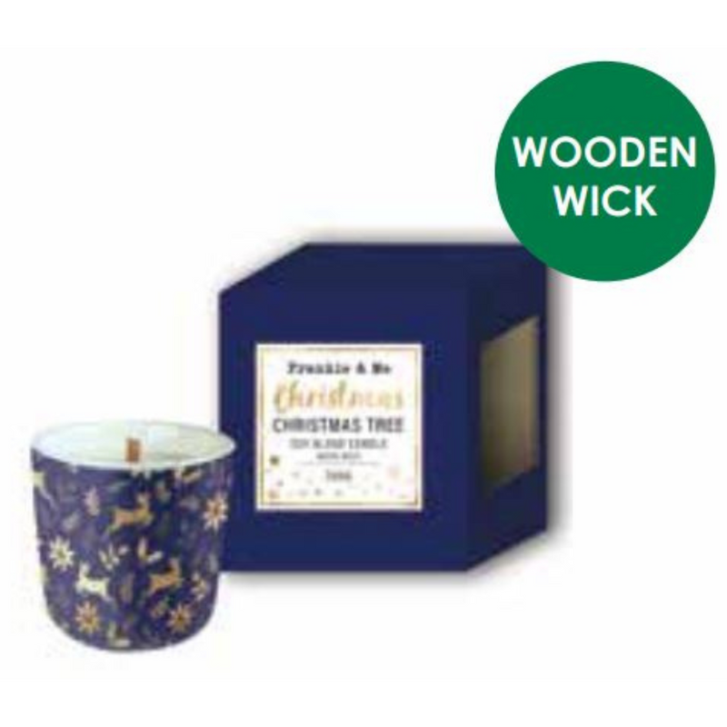 Ronis Christmas Scented Gift Box Candle Navy Ceramic Jar 200g 8x7.3cm