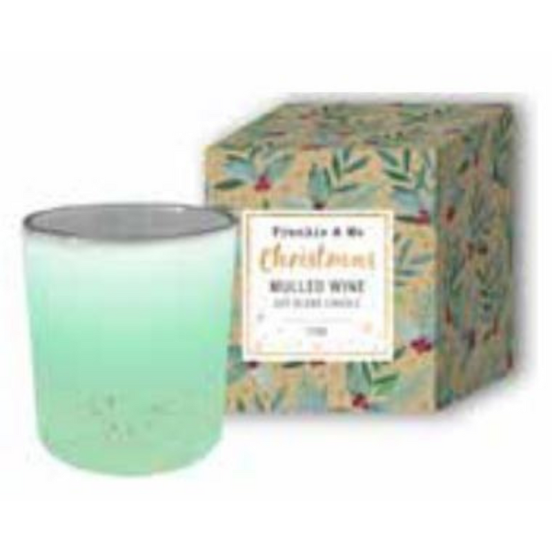 Ronis Christmas Scented Gift Box Candle Teal Gradient Frosted 210g 9x8cm