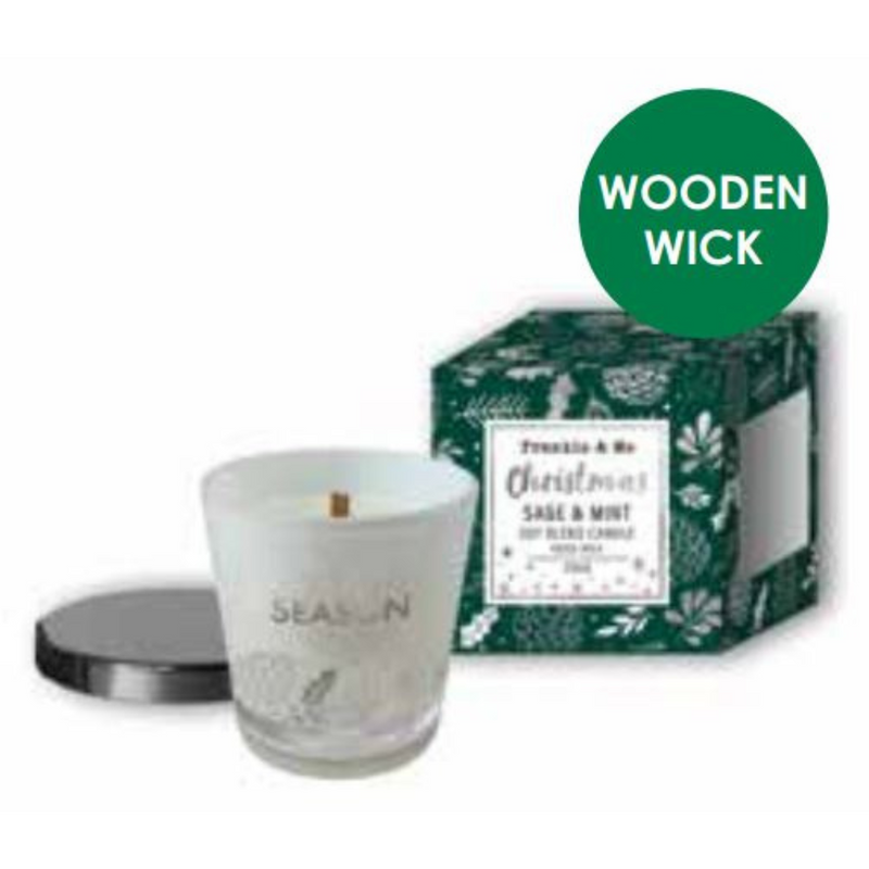 Ronis Christmas Scented Gift Box Candles Frosted Jar Silver Foil 295g 10x9cm