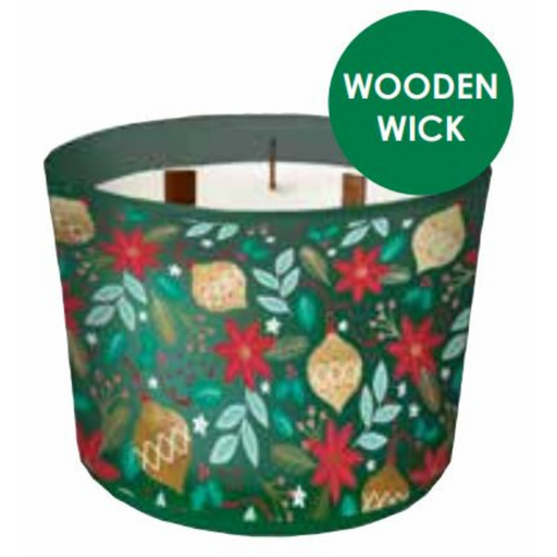 Ronis Christmas Scented Glass Jar Candle Green Frosted Jar 400g 8x11cm