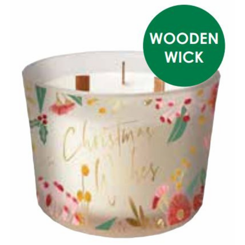 Ronis Christmas Scented Glass Jar Candle White Frosted Jar 400g 8x11cm