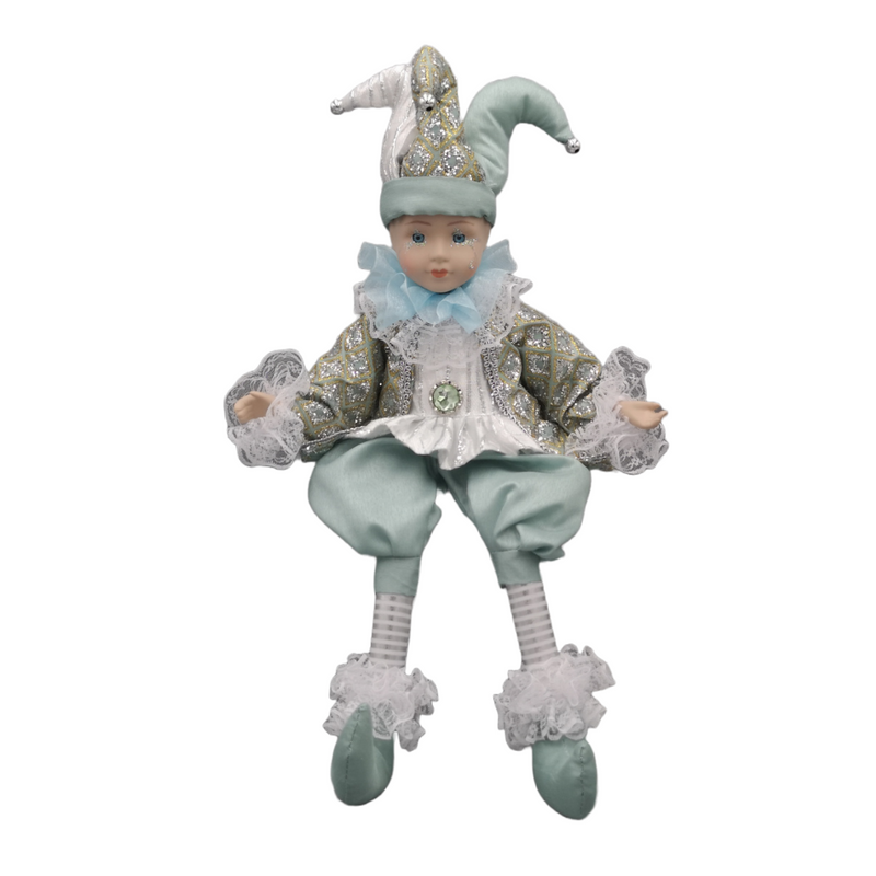 Ronis Christmas Sitting Musical Elf Green/Gold