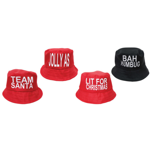 Ronis Christmas Slogan Bucket Hat 4 Asstd