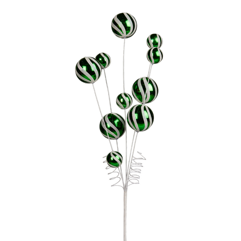 Ronis Christmas Spray with 10 Baubles Green 61cmH