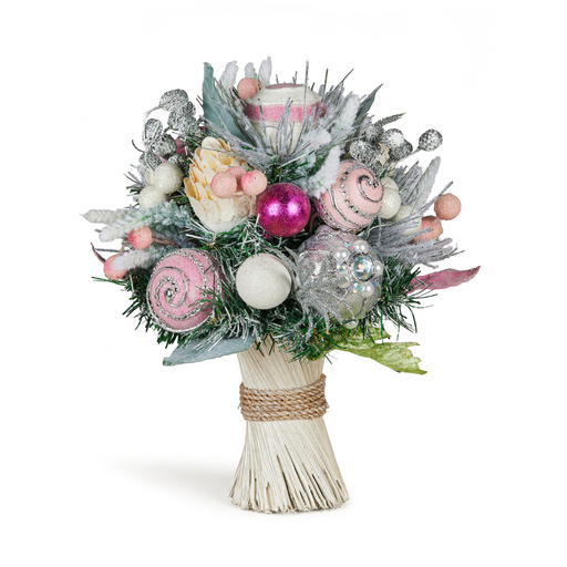 Ronis Christmas Table Decor Pretty in Pink Twisted Bouquet 33cm