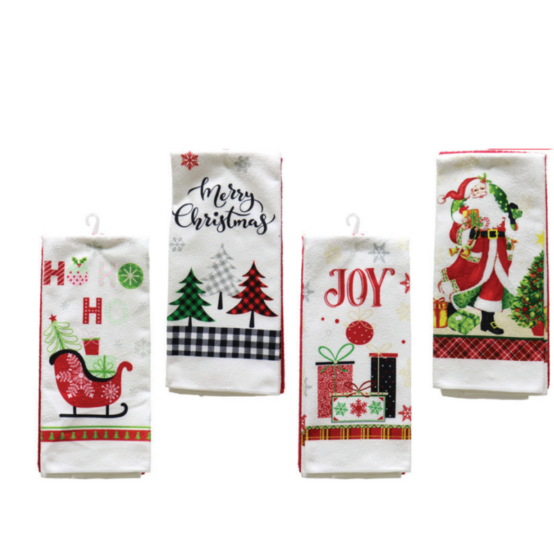 Ronis Christmas Tea Towel 2pk 4 Asstd
