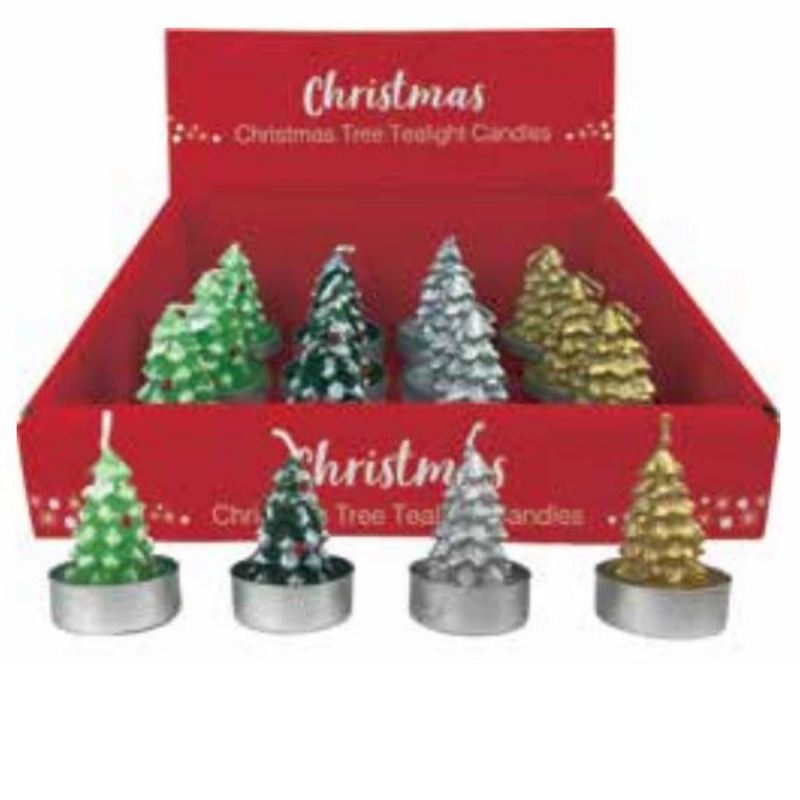 Ronis Christmas Tealight Christmas Tree Unscented Candles 15g 4 Asstd
