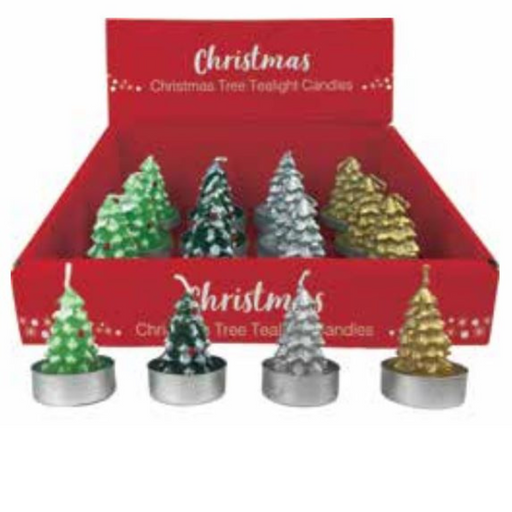 Ronis Christmas Tealight Christmas Tree Unscented Candles 15g 4 Asstd