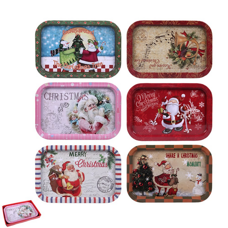 Ronis Christmas Tin Tray 40x23cm 6 Asstd