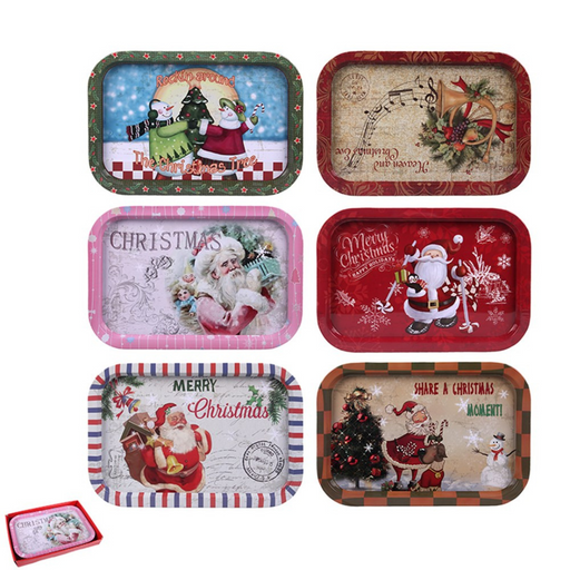 Ronis Christmas Tin Tray 40x23cm 6 Asstd