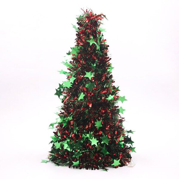 Ronis Christmas Tinsel Tree Starburst 48cm Red and Green