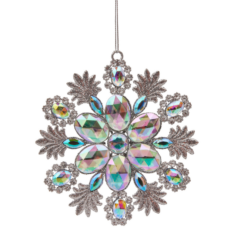 Ronis Christmas Tree Decoration Blue & Silver Metal Snowflake 11cm