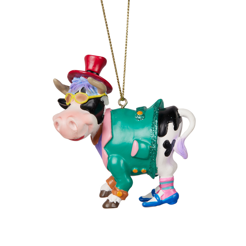 Ronis Christmas Tree Decoration Cow in Fancy Clothes 8cm