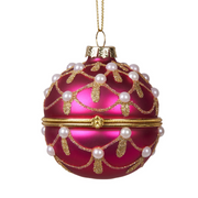 Ronis Christmas Tree Decoration Deep Pink Glass Jewel Box 8cm