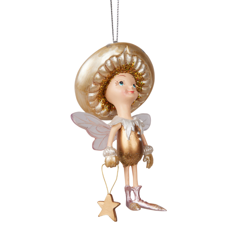 Ronis Christmas Tree Decoration Gold Mushroom Fairy 10cm