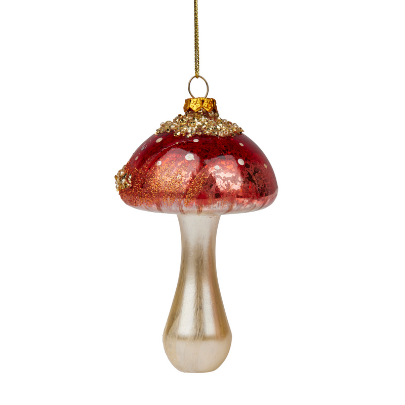 Ronis Christmas Tree Decoration Red Glass Mushroom 13cm