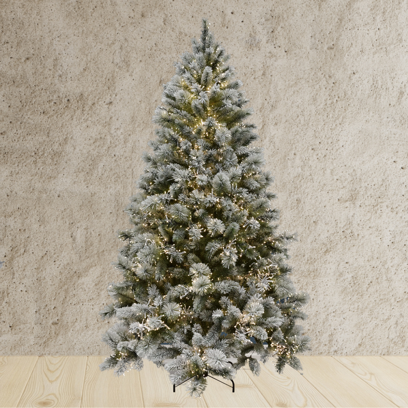 Ronis Christmas Tree Flocked Green Hill 7ft 210cm