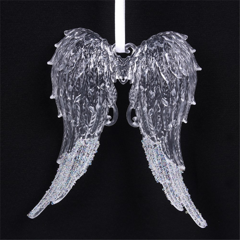 Ronis Christmas Tree Ornament Angel Wing With Clear Beads 15cm