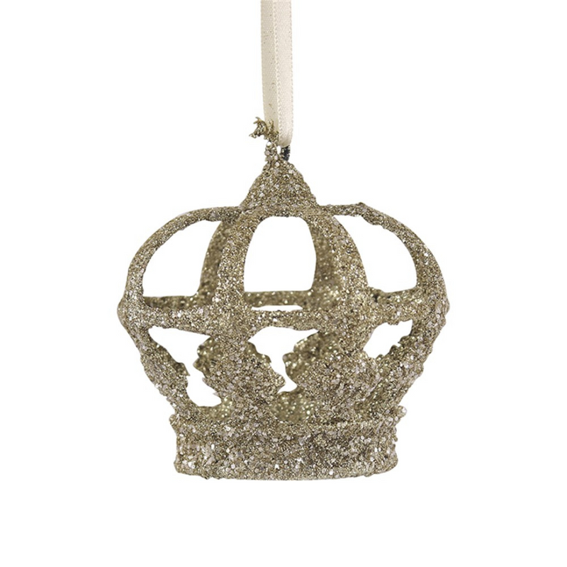 Ronis Christmas Tree Ornament Champagne Glitter Finish Crown 9cm