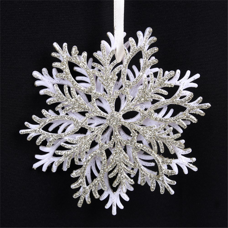 Ronis Christmas Tree Ornament Champagne Glitter Snowflake 13cm