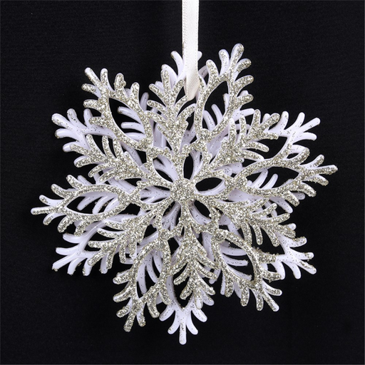 Ronis Christmas Tree Ornament Champagne Glitter Snowflake 13cm