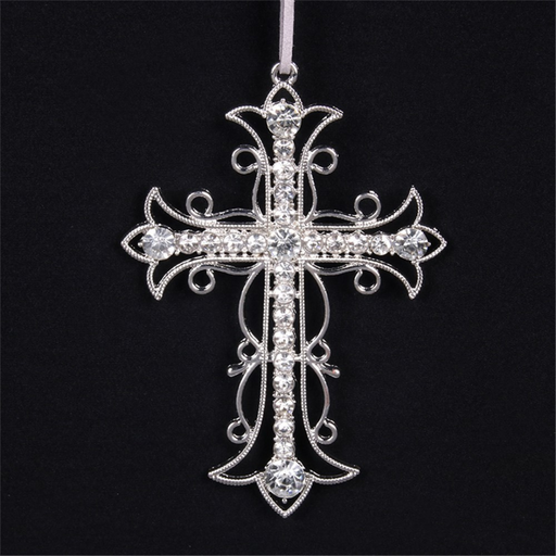 Ronis Christmas Tree Ornament Cross With Crystals 11x8cm