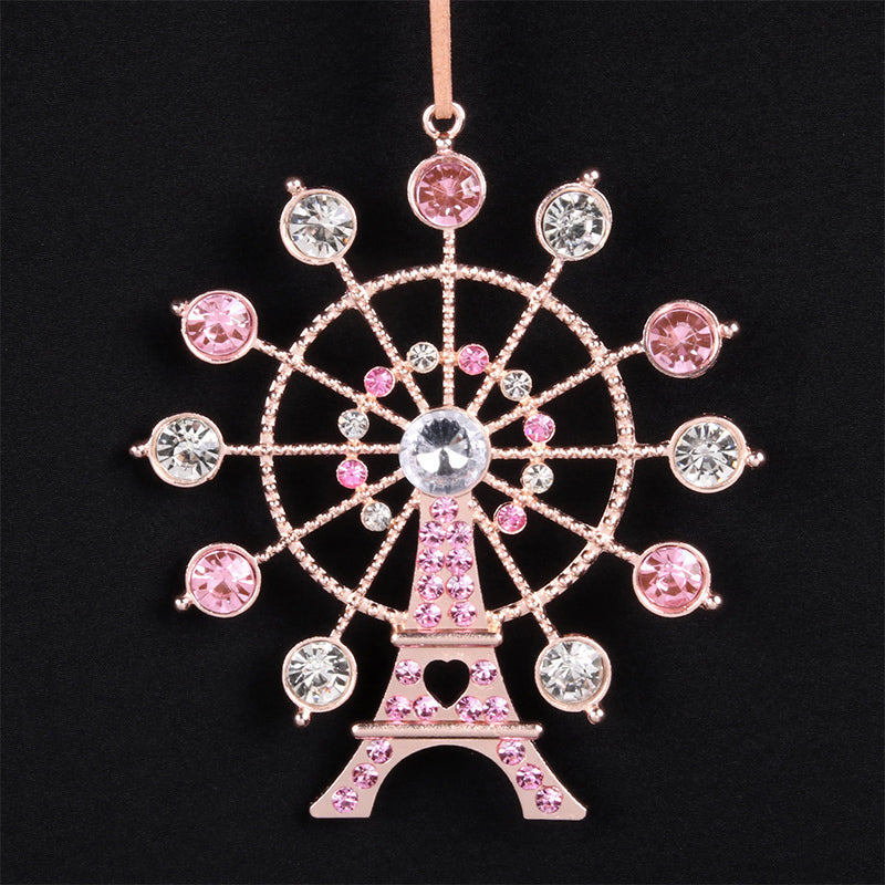 Ronis Christmas Tree Ornament Eiffel Towel Merry Go Round 11.5cm Pink