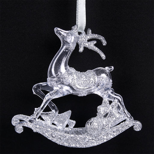 Ronis Christmas Tree Ornament Rocking Horse with Silver Finish 10cm