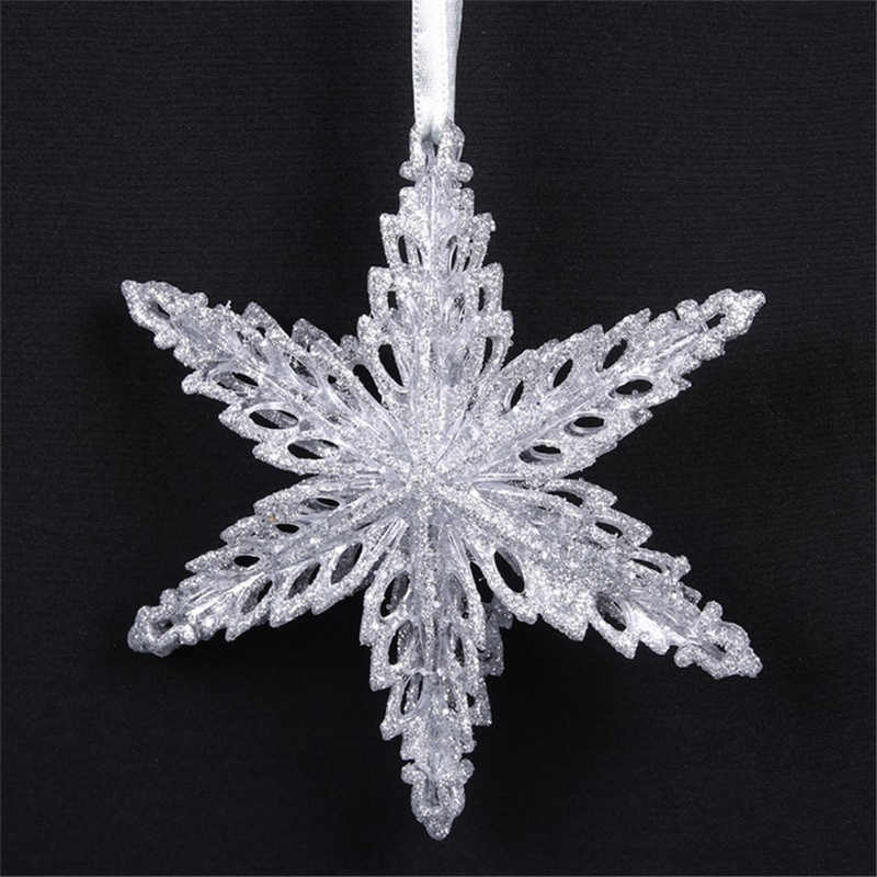 Ronis Christmas Tree Ornament Snowflake With Silver Glitter 14cm