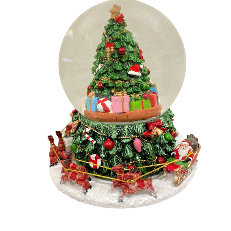 Christmas Tre and Santa with Reindeer Musical Wind-Up 18cm