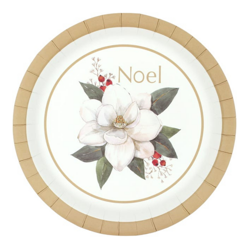 Ronis Christmas Paper Plates Magnolia 23cm 10pk