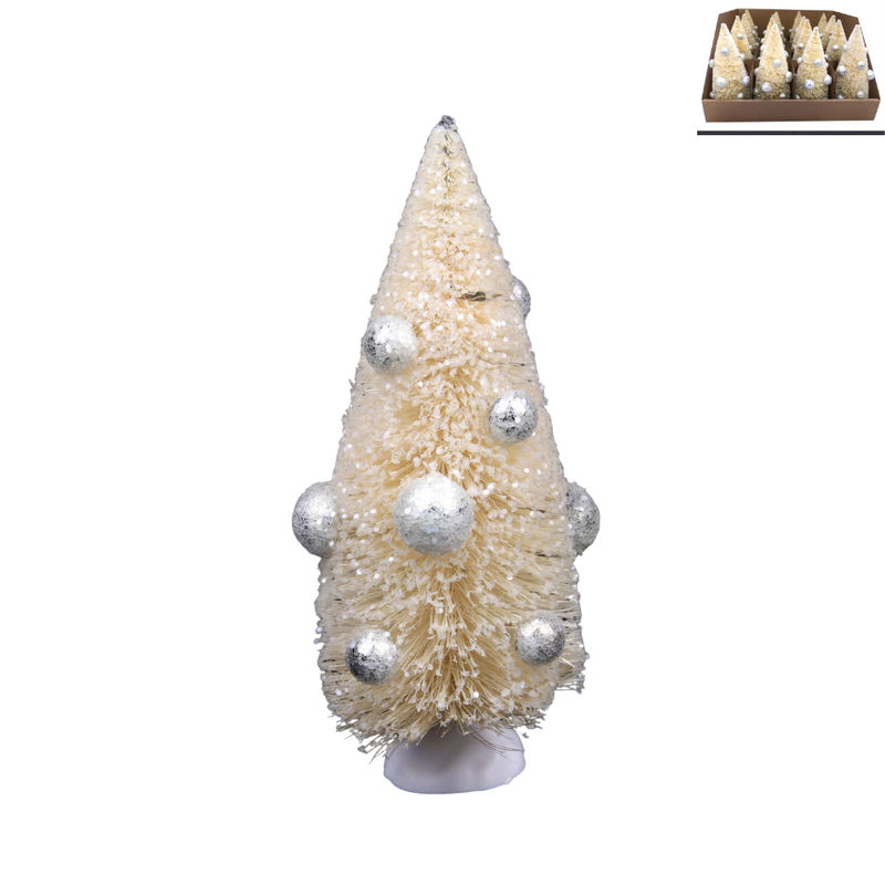 Christmas Tree with Balls Ivory 15cm