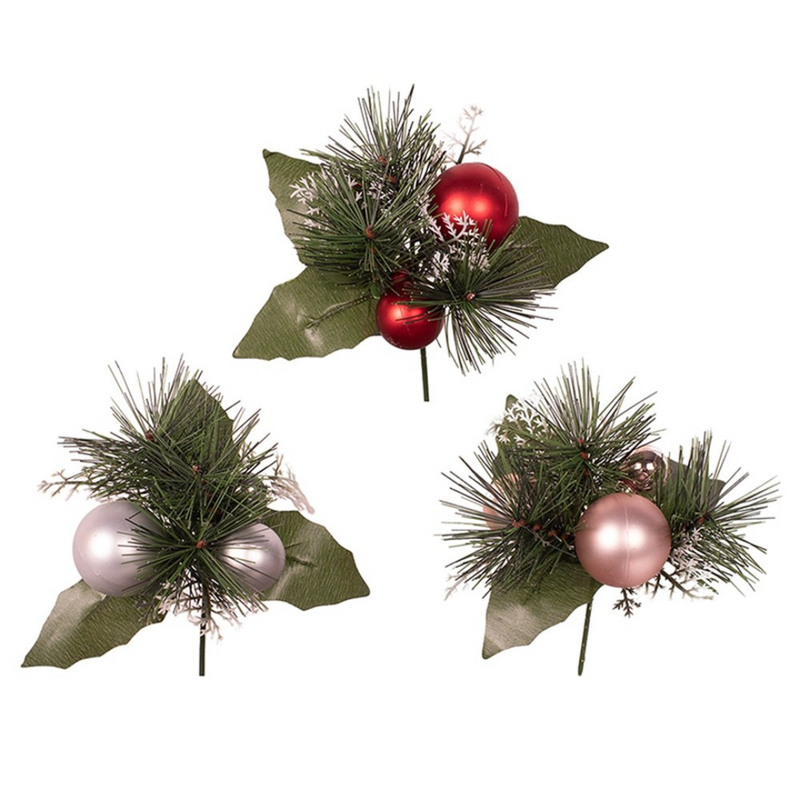 Christmas ball pick 23cm assorted colors holiday decoration for tree or wreath