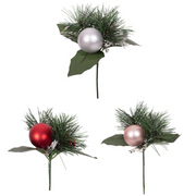 Christmas ball pick 23cm assorted colors holiday decoration for tree or wreath